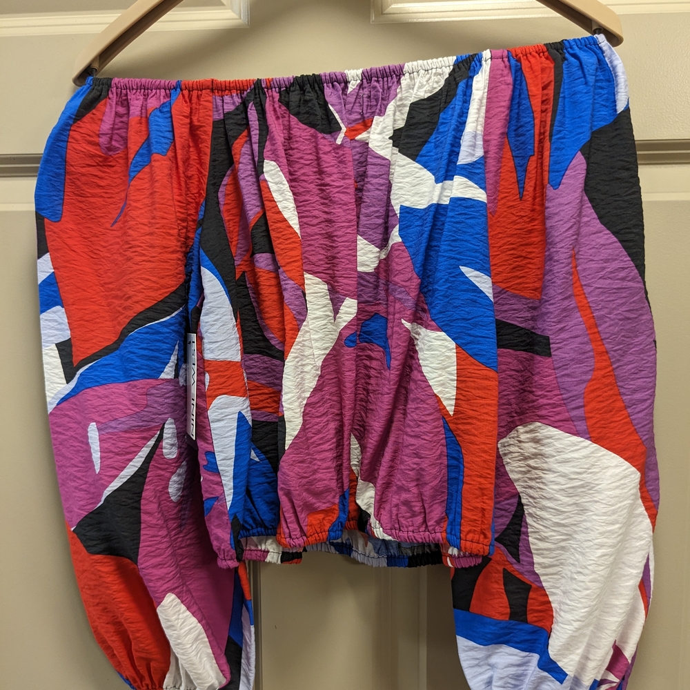 Nine West  Cropped Bracelet Sleeve Off The Shoulder Top- Size XS - Picture 12 of 14
